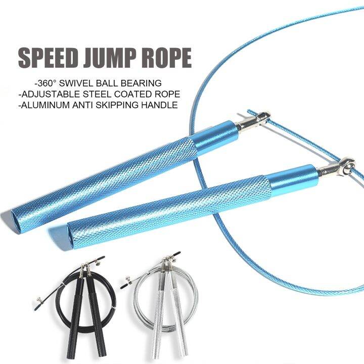 Speed Jump Rope 360° Swivel Ball Bearing Adjustable Steel Coated Rope