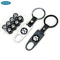 5Pcs/Set Footprint Style Anti-theft Emblem Auto Car Wheel Tire Air Leather buckle Valve Caps With Wrench