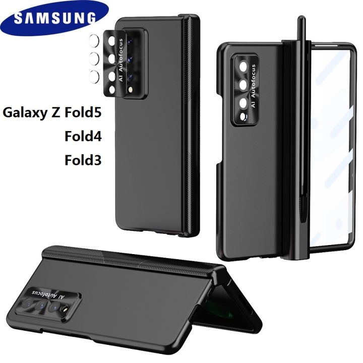 Samsung Galaxy Z Fold 5G Phone Case with Magnetic Hinge Protector, Z Fold4  Fold3 Fold5 Ultra Thin Protection Casing Come with Stylus Pen, Built-in  Screen and Lens Protection Film