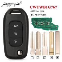 【 CAR ร้อน528 LKHWLGL 】 Lev CWTWB1G767 Jingyuqin รีโมกุญแจแบบพลิก433MHz 4A PCF7961M สำหรับจอมีเดียในรถ Captur Megane 3 Logan 2 Sandero 2 Dacia Duster