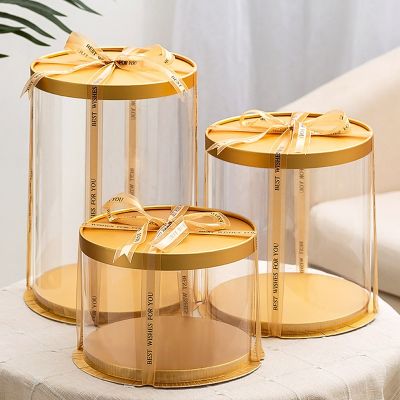 【hot】 18/22cm Round Transparent Boxes Dessert Wedding Birthday
