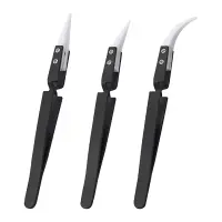 3Pcs Anti-Static Reverse Ceramic Tweezer IC SMD SMT Reverse Tweezers Heat Resistant 1000 Degree Hand Tools