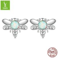 [COD] Ziyun platinum-plated opal bee earrings Mori fresh s925 silver SCE1541