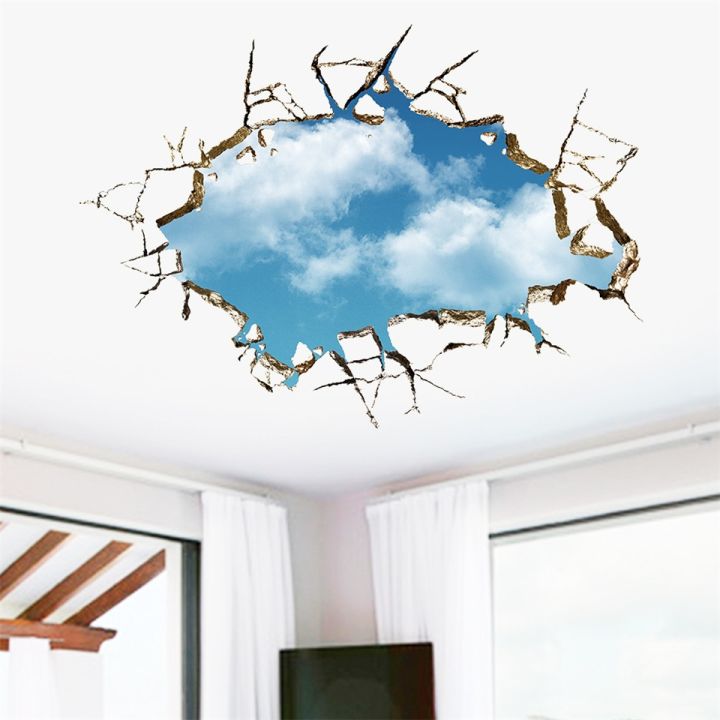 24-home-accessories-3d-broken-wall-against-blue-sky-wallpaper-สำหรับห้องนั่งเล่นห้องนอนฉากหลังสติ๊กเกอร์ตกแต่งผนังพีวีซีลอกออกได้มีกาวในตัว