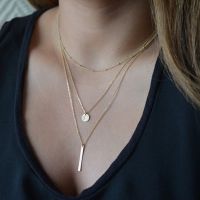 【CC】 Hot Fashion Women  39;s Jewelry Collar 1pc European Gold Plated Layers Bar Coin Necklace Clavicle Chains Gifts