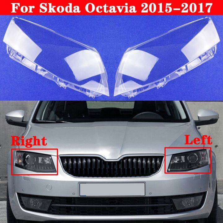 ฝาครอบไฟหน้ารถสำหรับ-skoda-octavia-2015-2017ที่ครอบไฟหน้ารถยนต์ที่ครอบโคมไฟฝาครอบไฟไฟฉายคาดศีรษะกรอบเลนส์กระจก
