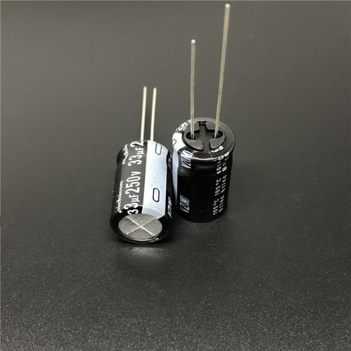 5pcs-50pcs-33uf-250v33uf-nichicon-vz-series-12-5x20mm-wide-temperature-range-aluminum-electrolytic-capacitor-long-feet