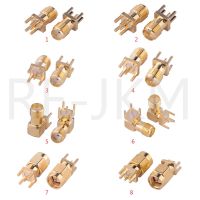10Pcs SMA Male Plug Female Jack Adapter Solder Edge PCB Straight Right angle Mount RF Copper Connector Plug Socket Electrical Connectors