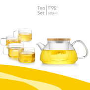 Bộ bình trà hoa thủy tinh Samadoyo T92 600mL
