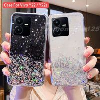 เคสสำหรับ Vivo VivoY22s VivoY22 Y22s Y22 4G 2022ดาวฟอยล์สีเงินอีพ็อกซี่แวววาวฝาหลังเคสใส่โทรศัพท์อ่อนป้องกันการตกกันกระแทก