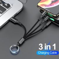 3 In 1 USB สายสำหรับ IPhone Samsung โทรศัพท์มือถือแอนดรอยด์ไมโคร USB Type C พวงกุญแจอเนกประสงค์สายไฟสายซิงค์ข้อมูลแบบพกพา