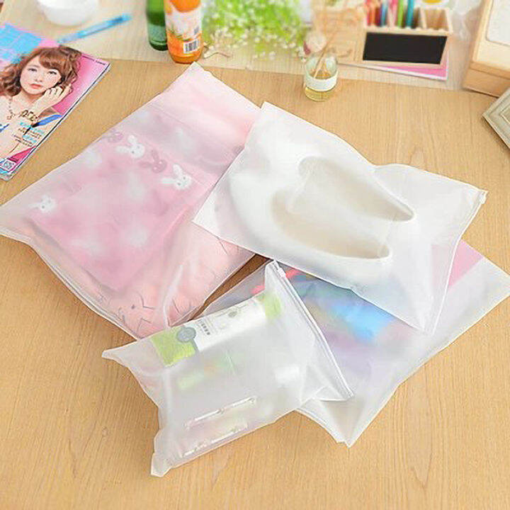 15pcs Matte Plastic Zipper Bags, Portable Simple Waterproof