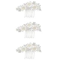 3X Wedding Bridal Hair Combs Vintage Imitation Crystal Hairpins Prom Jewelry Gold Silver Flower Pattern Hair Pins