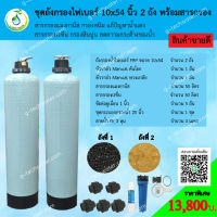 ชุดถังกรองน้ำ FRP 10x54 นิ้ว 2 ถัง แมงกานีส+เรซิ่น กรองหินปูนและสนิมเหล็ก