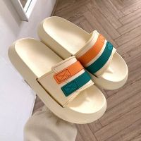 Women Men Summer Slippers High Heel Sandals Beach Slides Flip Flops Thick Soled Boys Girls Uni Bathroom Stripe Flat Shoes