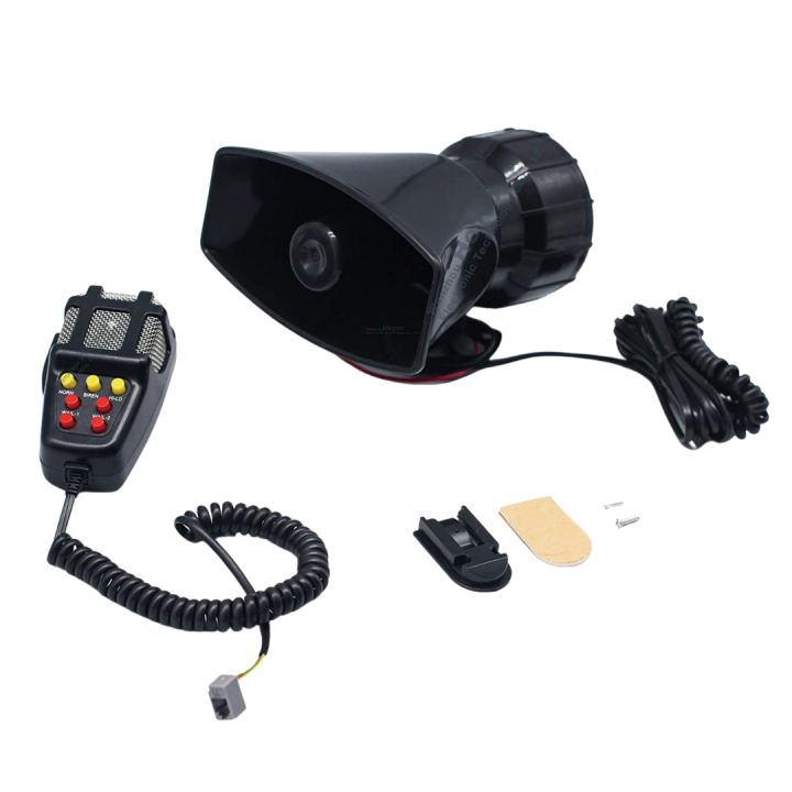 12V 100W 7 Tones Car Siren Speaker With Mic PA System Car Loud ...