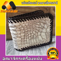 "เชิญเยี่ยมชมได้ที่ร้าน BestCare" ราคาโรงงานมาเอง  หนังแท้ ของแท้ For Unisex กระเป๋าหนังจระเข้แท้ สีขาวหิมาลายัน เย็บขอบด้วยเชือกหนังภักตลอดใบ