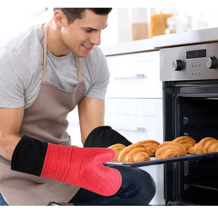 Heat Resistant Silicone Oven Glove, Oven Oven Glove Oven Mitts Oven Gloves  Oven Glove Insulating Gloves Thick Kitchen Mitt Oven For Barbecue Cooking G