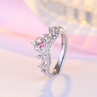 Silver Color Luxury Princess Tiara Crown Sparkling Love Heart Crystal Zircon Rings for Women Engagement Anniversary Jewelry