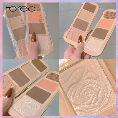 Horec Rose about four color cosmetic powder plate, nose shadow shadow, brightening blush powder, highlight eyeshadow one plate