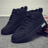 2021 Ankle Boots Men Winter Non Slip Black Sneakers Fashion Cowboy Lace Up High-top Footwear Botas Hombre Leather Boots Street