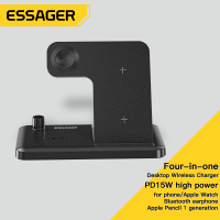 Essager 4 In 1เดสก์ท็อป15W 10W 7.5W แท่นชาร์จไร้สายชาร์จเร็วสำหรับนาฬิกาโทรศัพท์ชุดหูฟังบลูทูธดินสอ1รุ่น