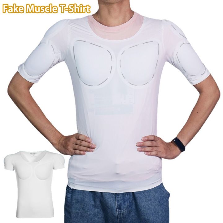sponge-man-cosplay-fake-muscle-t-shirt-arm-chest-belly-muscle-shaper-invisible-abdominal-pad-corset-top-undershirts-simulation