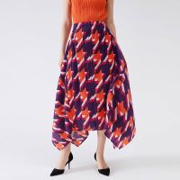 2023 Hot Miyake skirt womens summer style Japanese versatile loose houndstooth print lace-up irregular pleated mid-length skirt