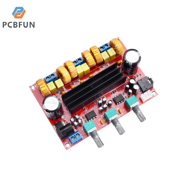 pcbfun-xh-m139บอร์ดเครื่องขยายเสียงซับวูฟเฟอร์แบบดิจิทัล2x50w-100w-2-1แชนเนล-dc-12-24v-ชิปภายในประเทศ