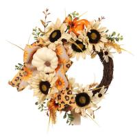 Sunflower Wreath 15-inchAutumn Sunflower Wreath for Front Door Maple Leaf and Pumpkin Front Door Decorations Door Wreaths Outside Fall Home Sunflower Decor fashion