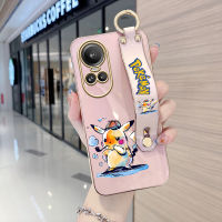 เคสเคสโทรศัพท์มือถือสำหรับ OPPO Reno10 Pro 5G Motorola Moto G53 5G (พร้อมสายรัดข้อมือ) เคสนิ่มชุบเคสน่ารักลายการ์ตูนขอบสี่เหลี่ยมอย่างนิ่มเคสโทรศัพท์หรูหรา