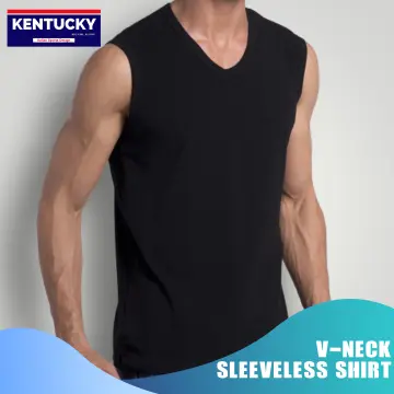 Kentucky Sleeveless Plain White V-Neck Shirt for Adult Men