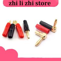 zhilizhi Store 1pair Gold Plated Copper 4mm Banana Plug Connector jack Adapter Solder-Free Screw right angel straight Audio Speaker