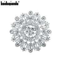 Baiduqiandu Brand Clear Crystal Rhinestones Large Round Flower Brooches Wedding Bouquets Decor Jewelry