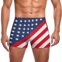 Star Flag Pirnt Swimming Trunks USA 4th of July Independence Day Print Pool Swim Boxers Large Size Durable Man Swimwear Swimwear