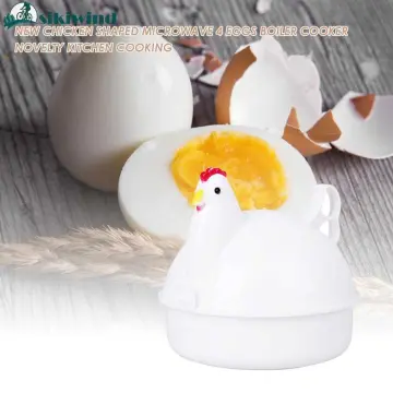 Chicken-Shaped Egg Cooker 4 Eggs Electric Cooker with Steamer Attachment  Safe and Healthy Microwave Egg