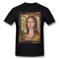 Men Spoof Mona Lisa Funny Design Humor Fantasty Black T-Shirt My Mona Klimt My Revisit Of The Pure Cotton Tees Harajuku Daily 4XL 5XL 6XL