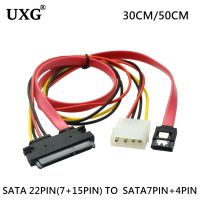 Cable SATA 22pin 7 15pin Female to SATA 7Pin Female with Molex IDE 4Pin Power Computer Cable Cord 50cm for 2.5 3.5 HDD