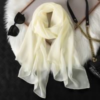 【CC】☊▧❁  2023 New Fashion soild Beach Scarf Silk Shawls Headband Female Hijab Wholesale