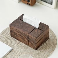 Black Living Wooden Box Tissue Paper Japanese Storage Multifunctional Solid Nordic Walnut Wood Box Creative Room Box Tissue Holders