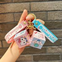 Sanrio Hello Kitty Magic Cube Keychain Kuromi Cinnamorol Pompompurin Key Ring Girl Cute Key Charms Kawaii Cartoon Key Chain Gift