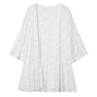 Elegant Vintage Kimono Cardigan เสื้อลูกไม้ผู้หญิงปักครีมกันแดดเสื้อผ้า Cardigan Plus ขนาดเสื้อ Women