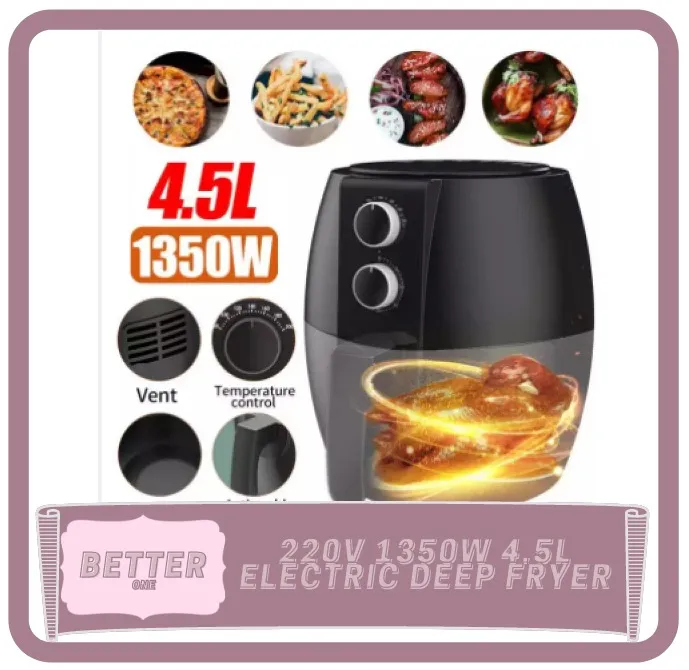 Betterone 220V 1350W 4.5L Electric Deep Fryer Air Fryer Digital Timer ...