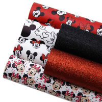 20*33cm Mickey Cartoon Printed Faux Synthetic Leather Sheet Fabric Set For Earrings Bows DIY Material,1Yc7862