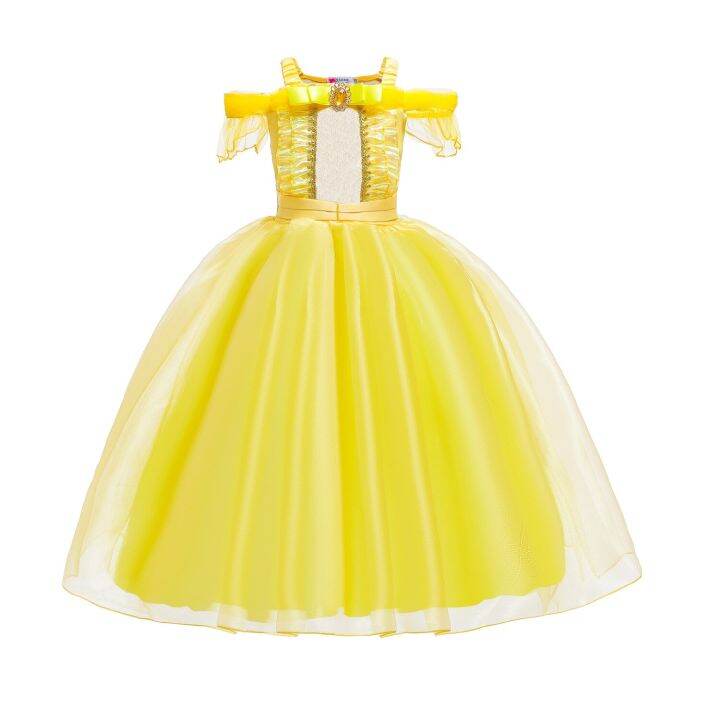 2-2023-cosplay-belle-princess-dress-girls-dresses-for-beauty-and-beast-kids-party-clothing-magic-stick-crown-children-costume