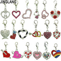 JINGLANG Mixed Style Heart Charms Alloy Pendant For Necklacescelets DIY Female Fashion Jewelry Accessories 12pcs