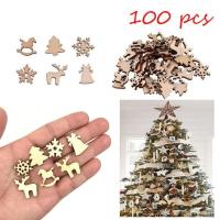 100pcs Natural wooden DIY Christmas tree decoration Hanging Ornaments Pendant Gifts Snow Flakes christmas decorations for home