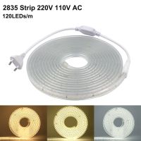 AC 110V 220V LED Strip Light 2835 SMD Waterproof Led Strip 120LED/m Not Dazzling Flexible LED Lights with EU/UK/US Plug LED Tape LED Strip Lighting