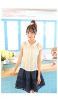 SALES Japan Liz Lisa Chiffon Lace Mesh Embroidery Fly Sleeve Hollow Out Shirts