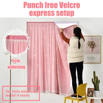 Hole-free Hanging Ring and Velcro Curtains for Bedroom Living